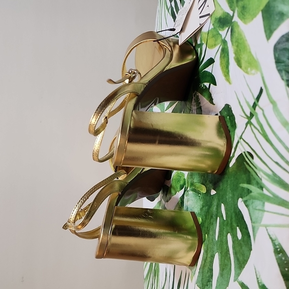 NWT ZARA GOLD LEATHER PLATFORM HIGH HEELED SANDAL, SIZE 10 - Picture 11 of 16